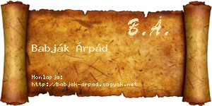 Babják Árpád névjegykártya